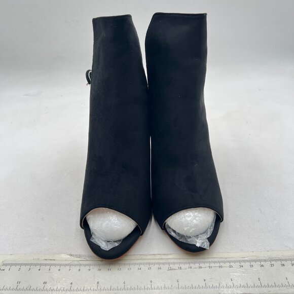 YDN Black Elegant Wedge High Heel Slingback Sandals Open Toe Suede Ankle Bootie - Picture 3 of 8